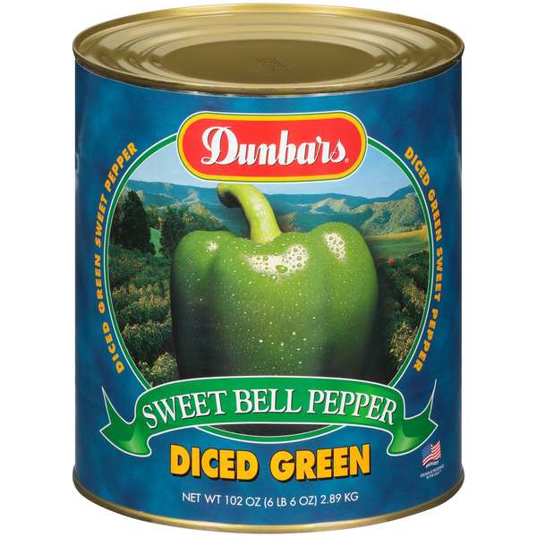 Dunbar Diced Green Peppers, PK6 02034603060001